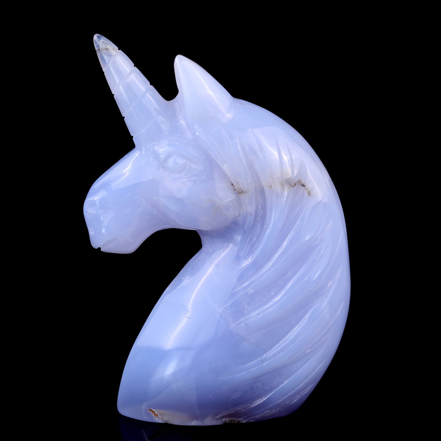 3.9" Blue Chalcedony Hand Carved Crystal Unicorn Sculpture Crystallumi