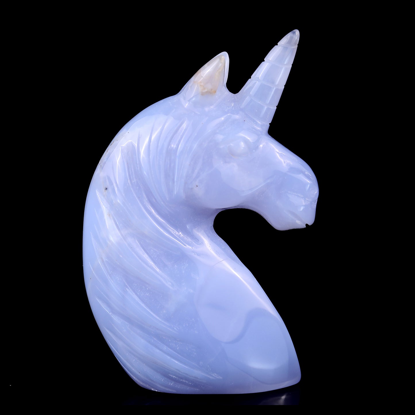 3.9" Blue Chalcedony Hand Carved Crystal Unicorn Sculpture Crystallumi