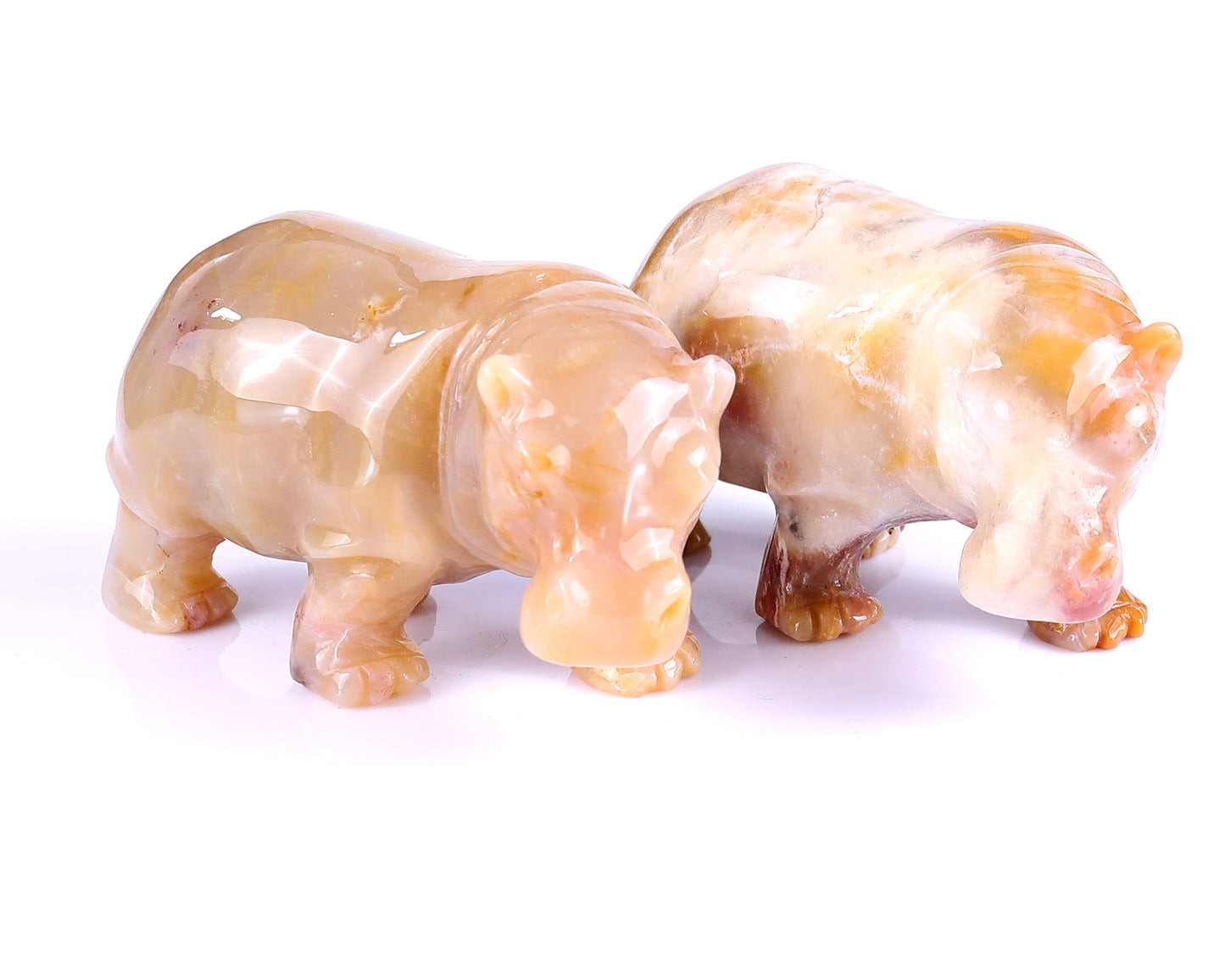 3.9" Chalcedony Hand Carved Crystal Hippo Sculpture Crystallumi