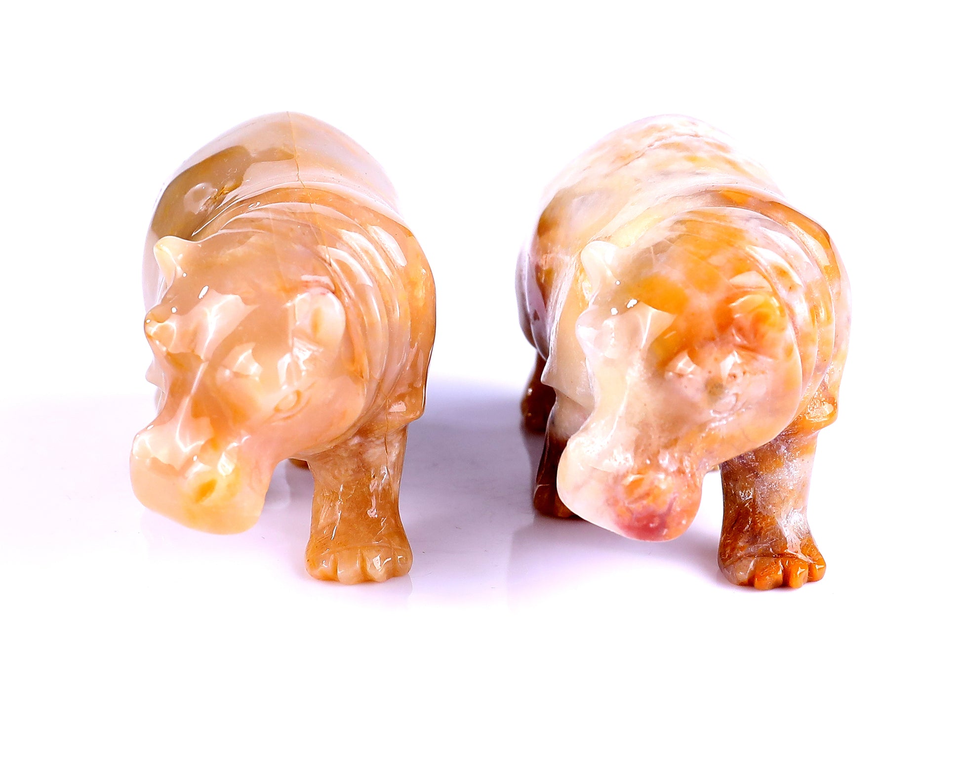 3.9" Chalcedony Hand Carved Crystal Hippo Sculpture Crystallumi