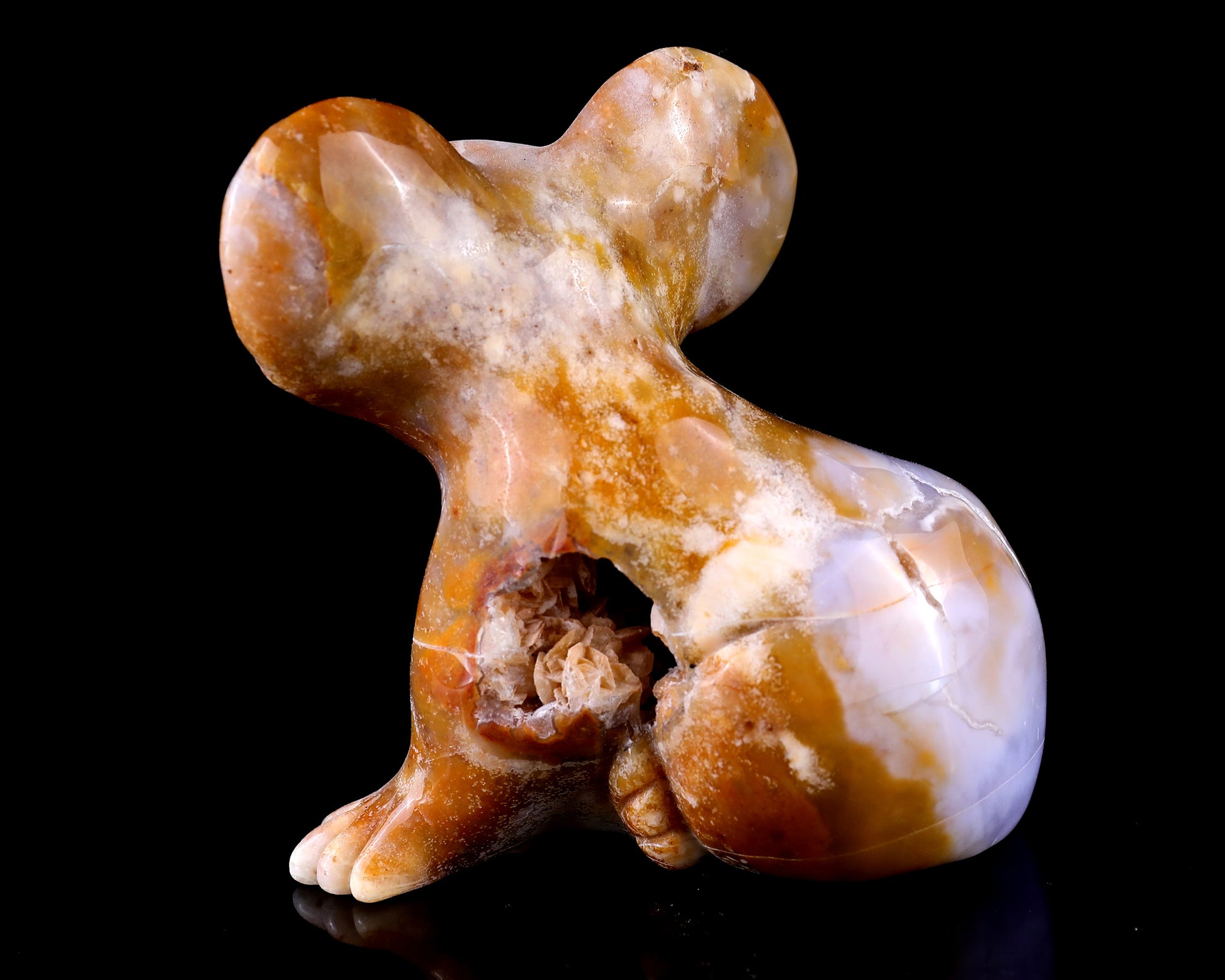 3.9" Chalcedony Hand Carved Crystal Koala Sculpture Crystallumi