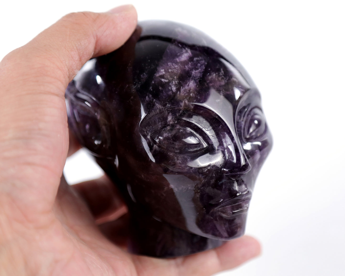 3.9" Dream Amethyst Agate Hand Carved Crystal Elf Alien Sculpture Crystallumi