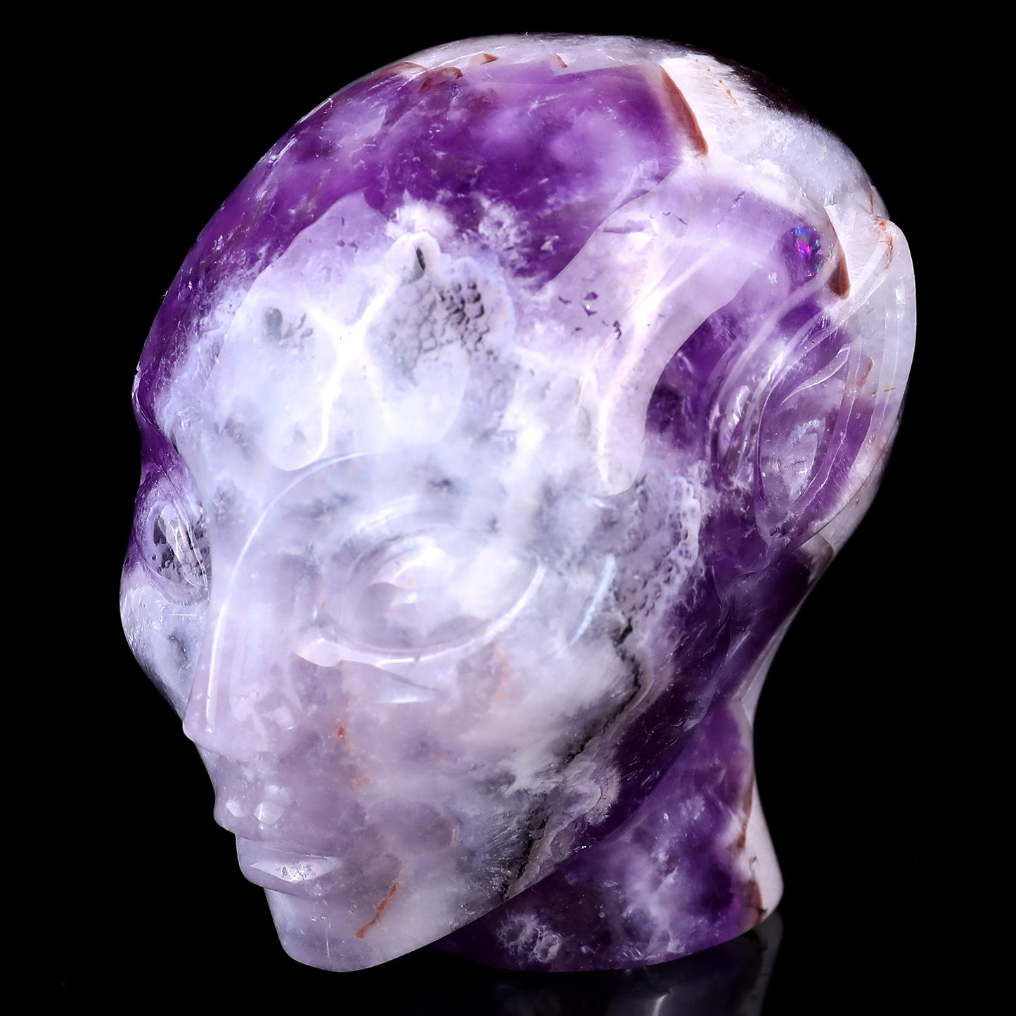 3.9" Dream Amethyst Hand Carved Crystal Elf Alien Sculpture Crystallumi