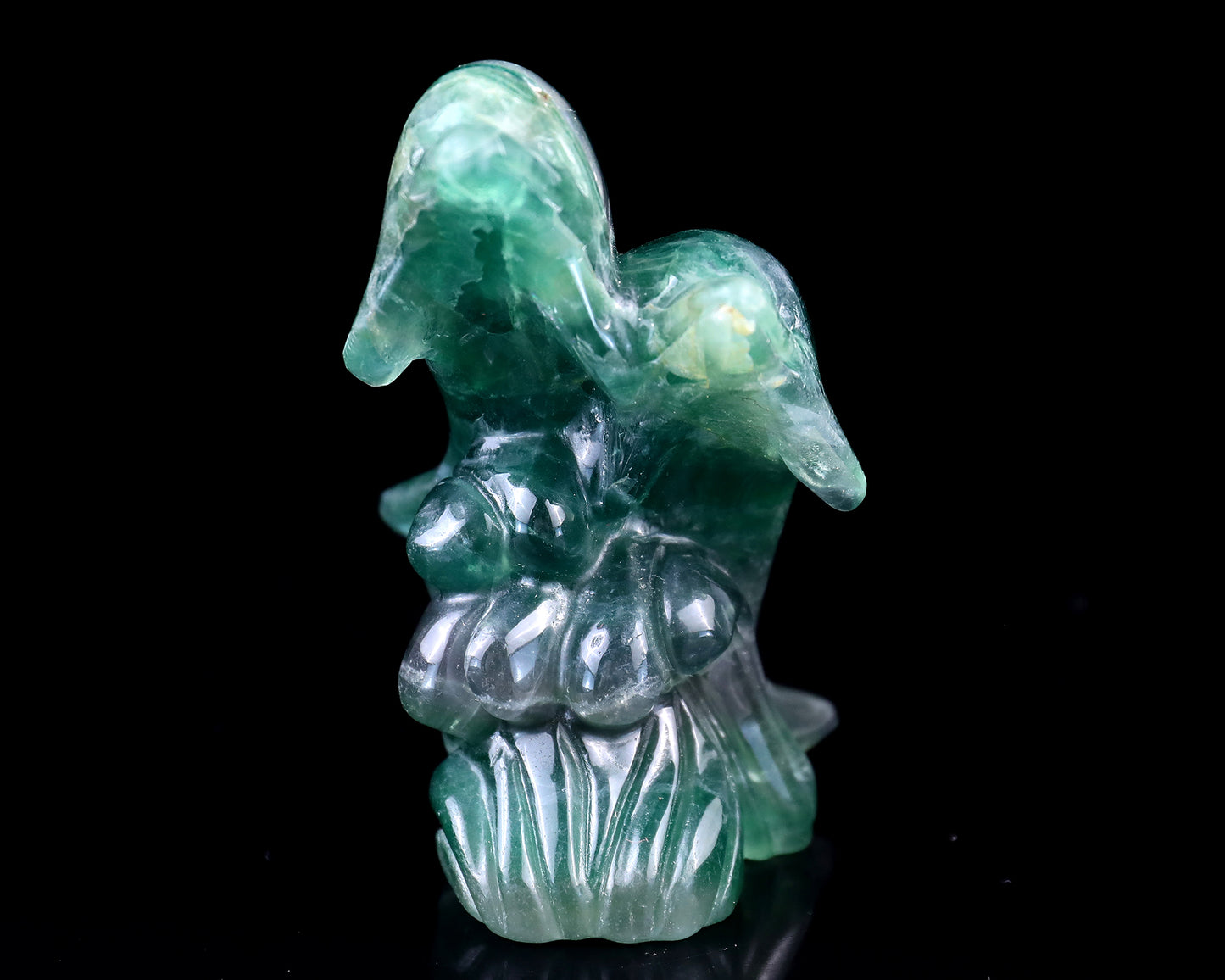 3.9" Fluorite Hand Carved Crystal Dolphins Sculpture Crystallumi