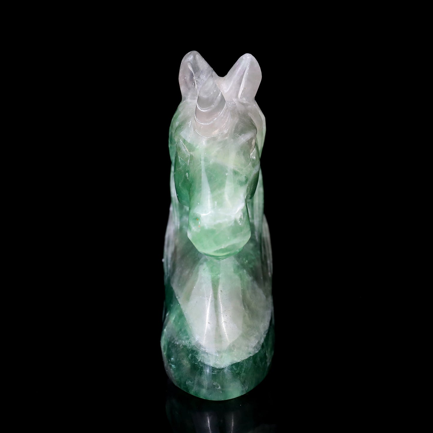 3.9" Fluorite Hand Carved Crystal Unicorn Sculpture Crystallumi