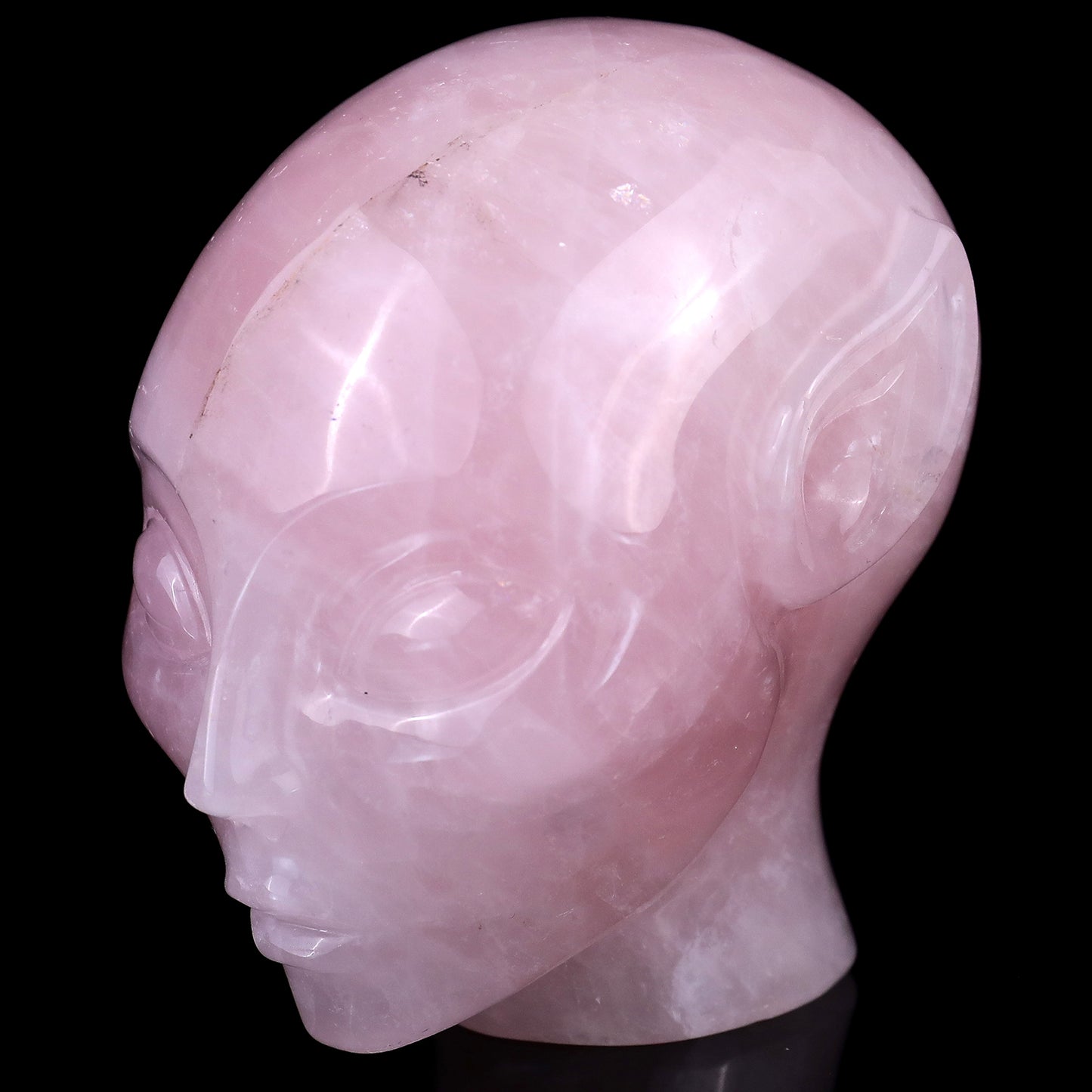 3.9" Rose Quartz Hand Carved Crystal Elf Alien Sculpture Crystallumi