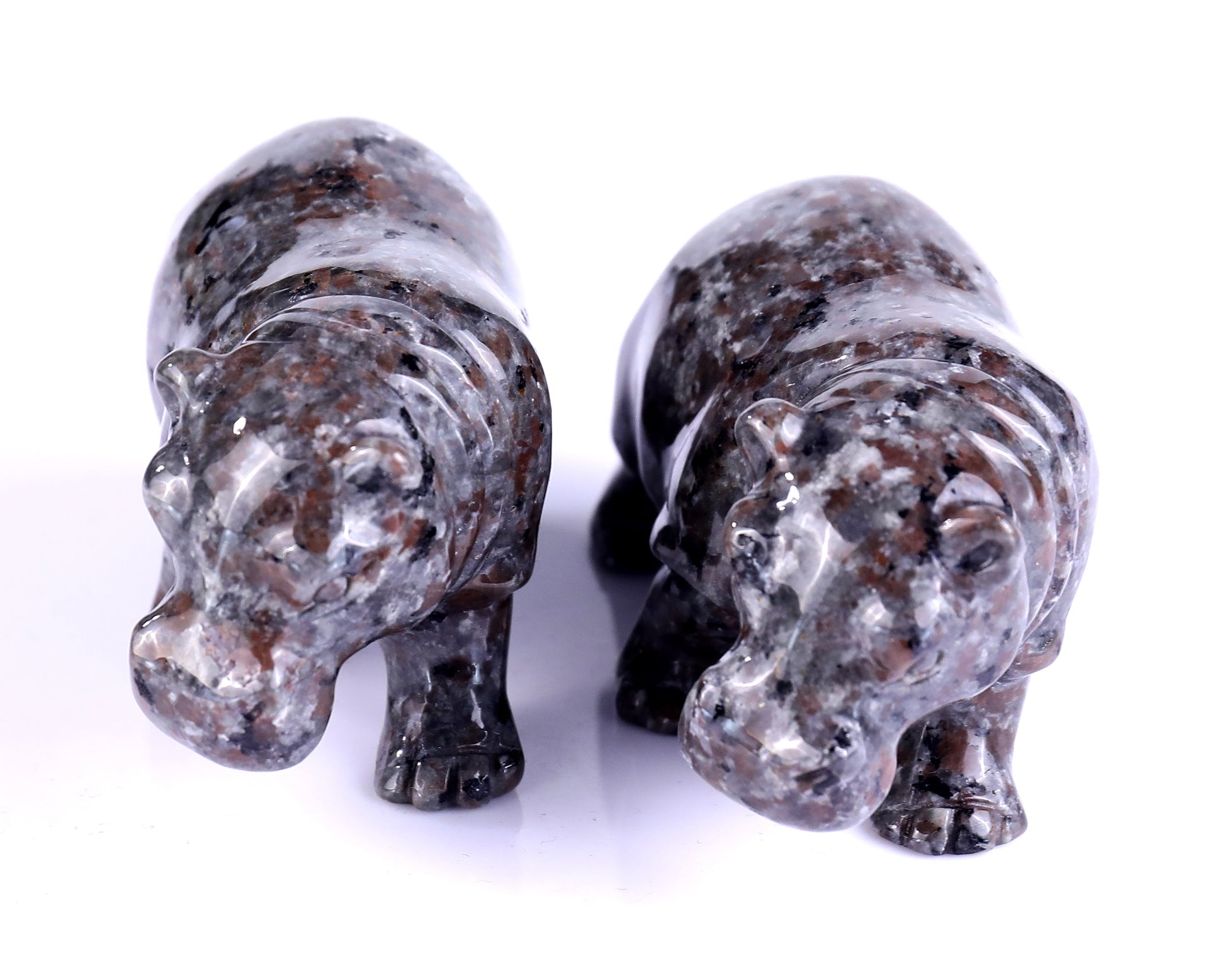 3.9" Yooperlite Hand Carved Crystal Hippo Sculpture Crystallumi