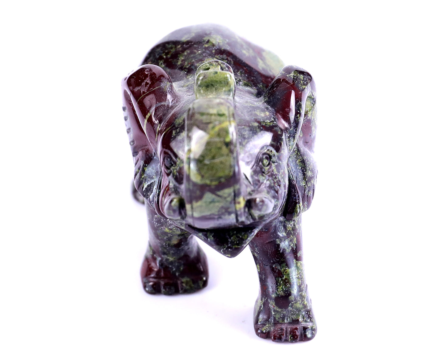 4.1" Dragon Blood Jasper Hand Carved Crystal Elephant Sculpture