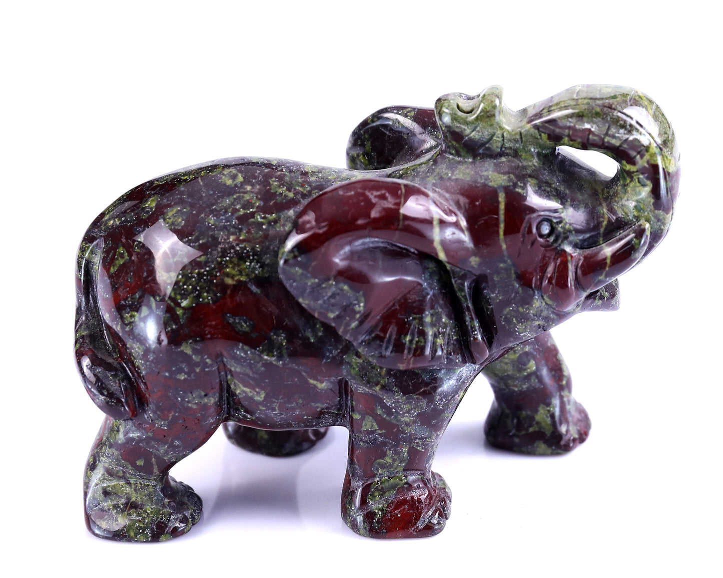 4.1" Dragon Blood Jasper Hand Carved Crystal Elephant Sculpture