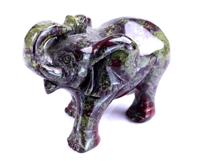 4.1" Dragon Blood Jasper Hand Carved Crystal Elephant Sculpture