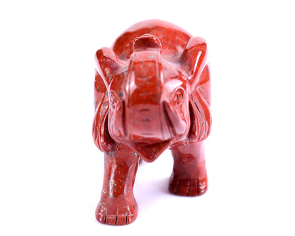 4.1" Red Jasper Hand Carved Crystal Elephant Sculpture