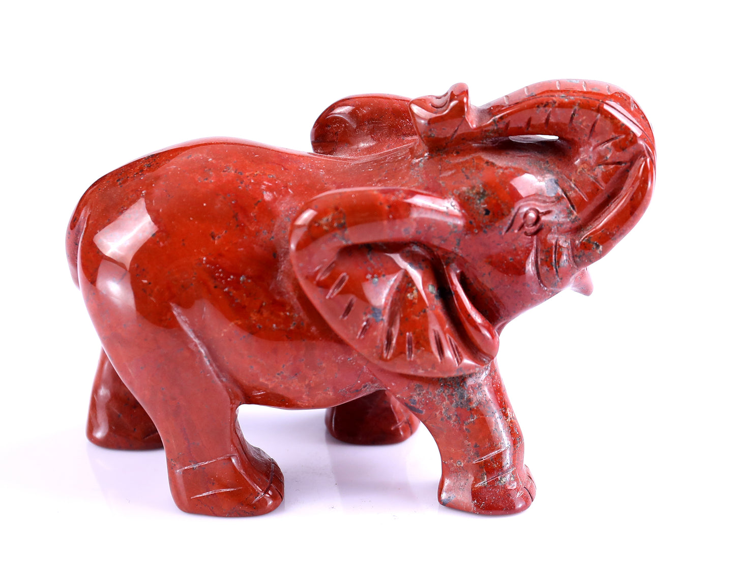 4.1" Red Jasper Hand Carved Crystal Elephant Sculpture