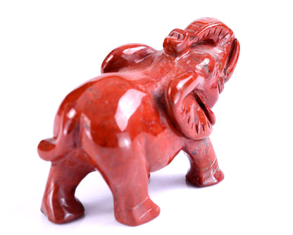 4.1" Red Jasper Hand Carved Crystal Elephant Sculpture