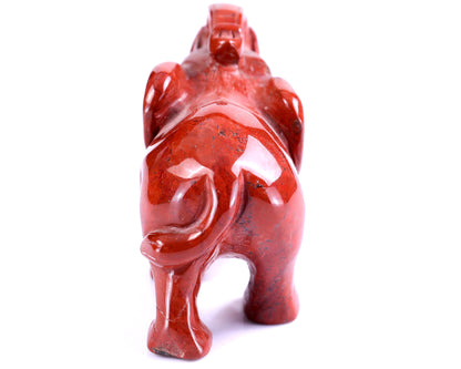 4.1" Red Jasper Hand Carved Crystal Elephant Sculpture