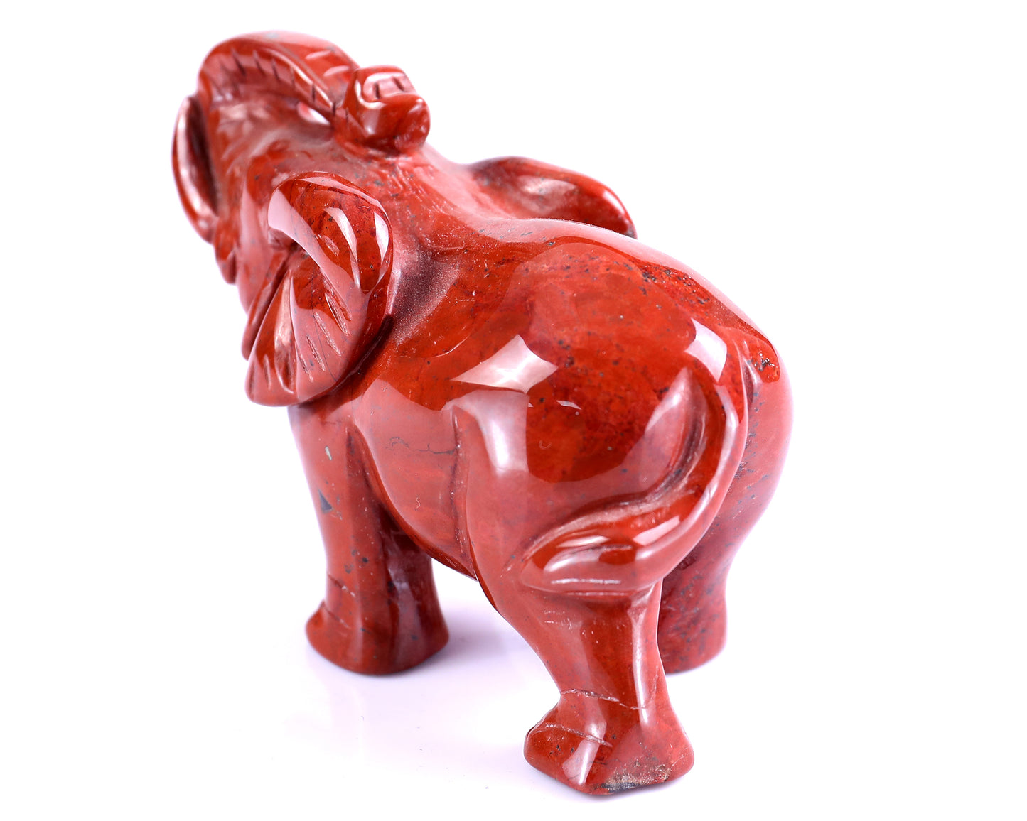 4.1" Red Jasper Hand Carved Crystal Elephant Sculpture