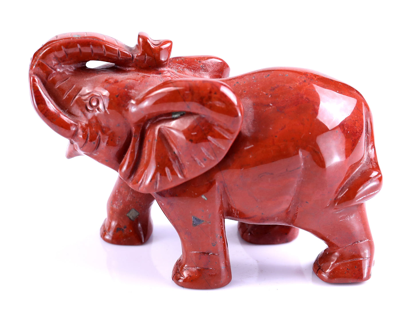 4.1" Red Jasper Hand Carved Crystal Elephant Sculpture