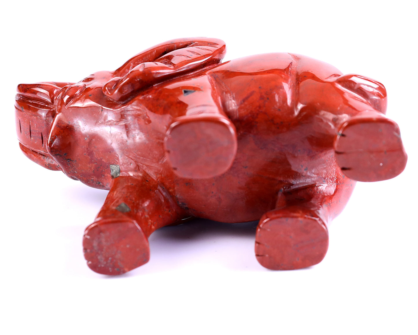 4.1" Red Jasper Hand Carved Crystal Elephant Sculpture