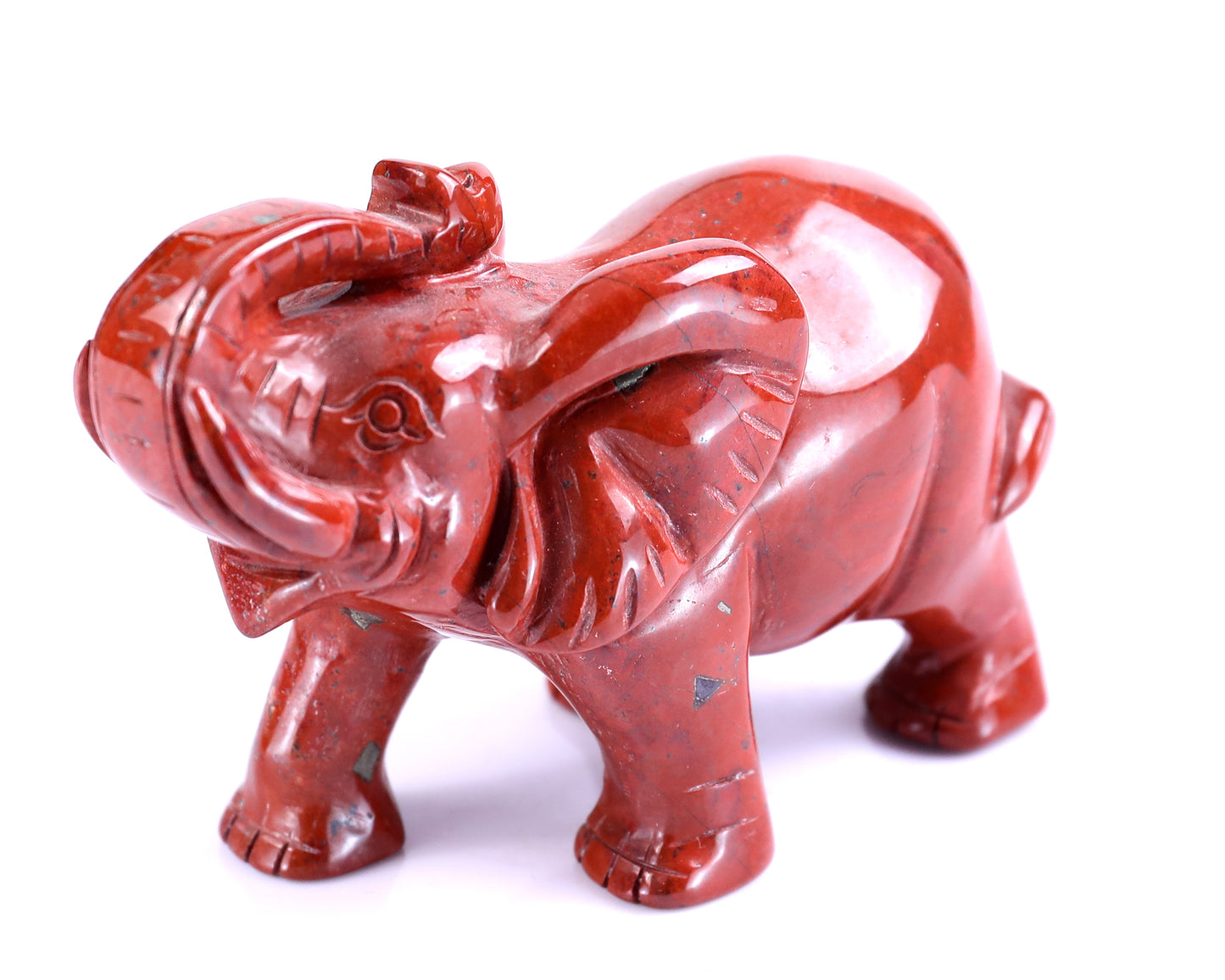 4.1" Red Jasper Hand Carved Crystal Elephant Sculpture