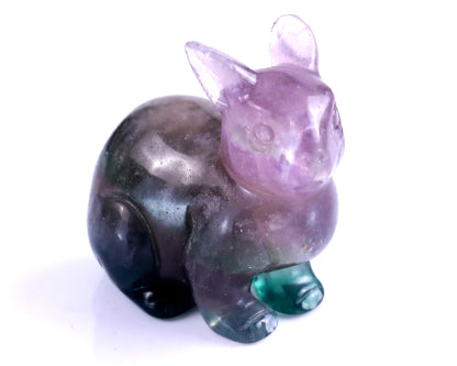 2.2" Fluorite Hand Carved Crystal Rabbit Sculpture