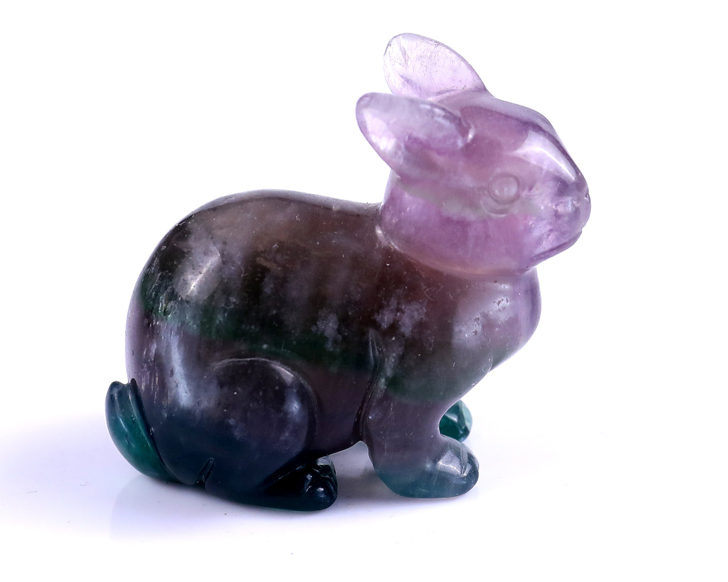 2.2" Fluorite Hand Carved Crystal Rabbit Sculpture