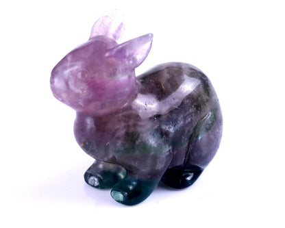 2.2" Fluorite Hand Carved Crystal Rabbit Sculpture