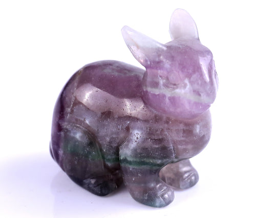 2.2" Fluorite Hand Carved Crystal Rabbit Sculpture