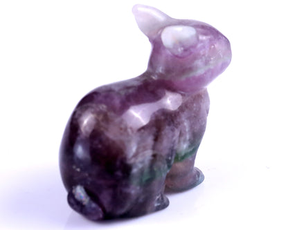 2.2" Fluorite Hand Carved Crystal Rabbit Sculpture