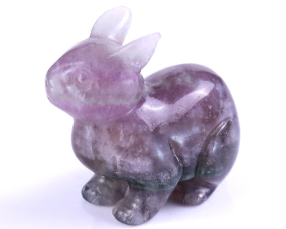 2.2" Fluorite Hand Carved Crystal Rabbit Sculpture