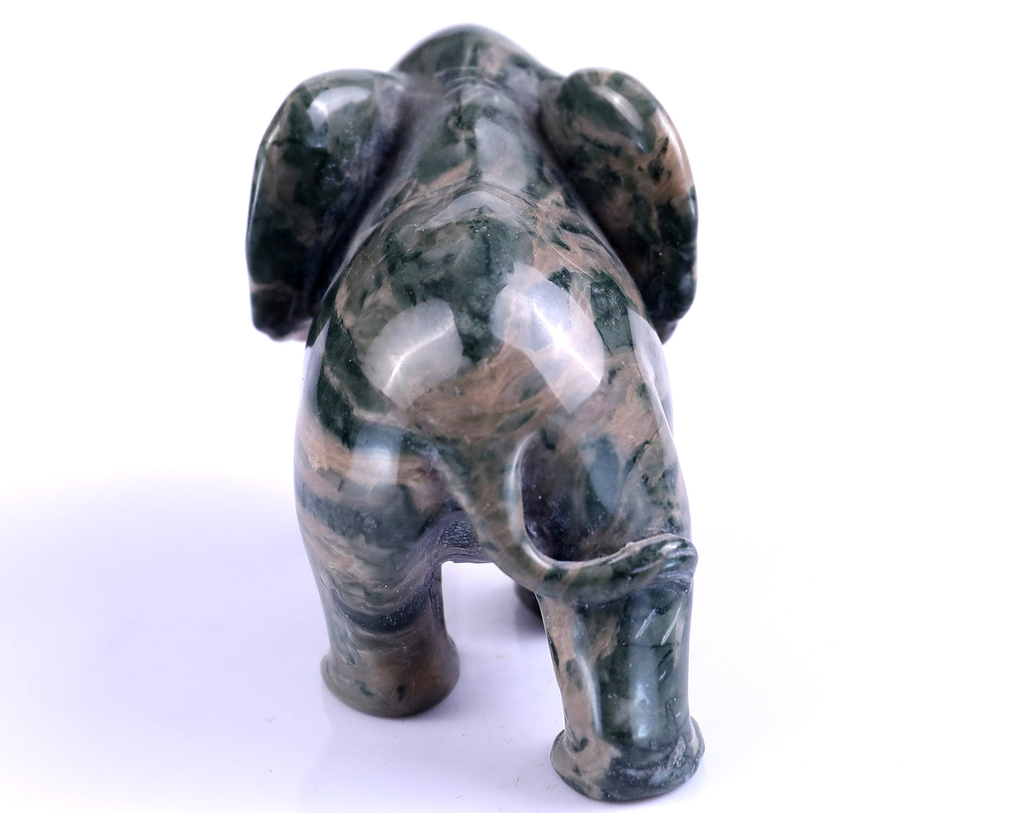 4.0" Jiulong Jade Hand Carved Crystal Elephant Sculpture