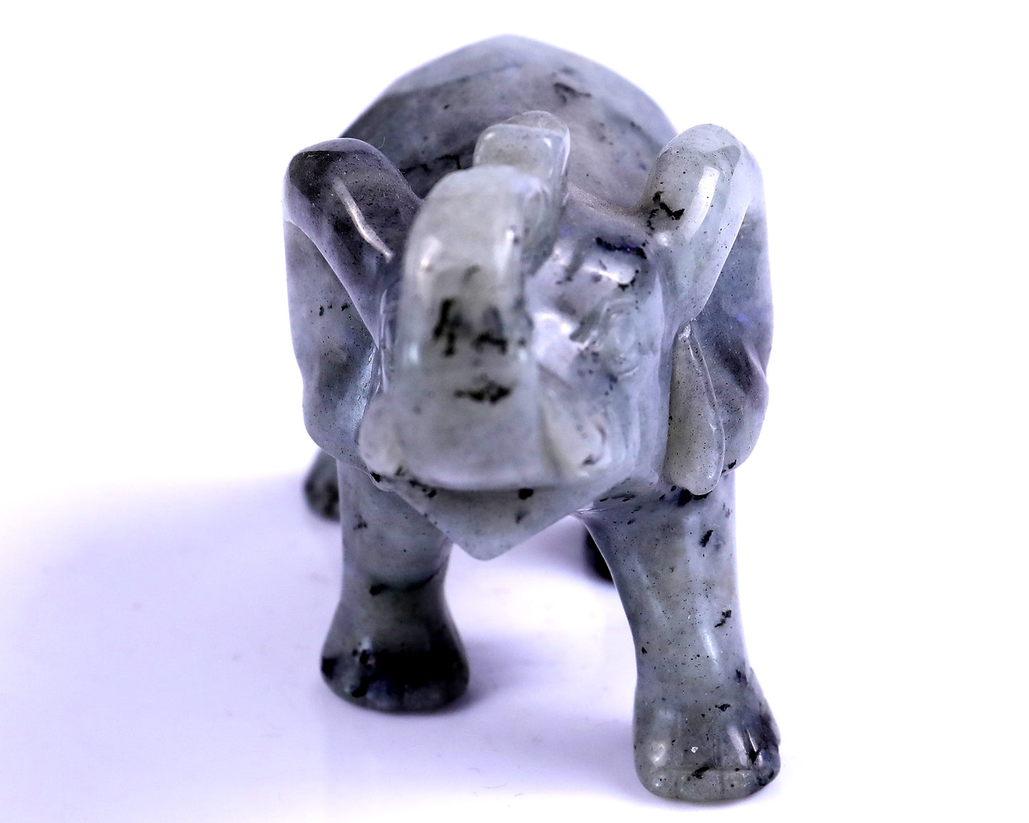 4.1" Labradorite Hand Carved Crystal Elephant Sculpture