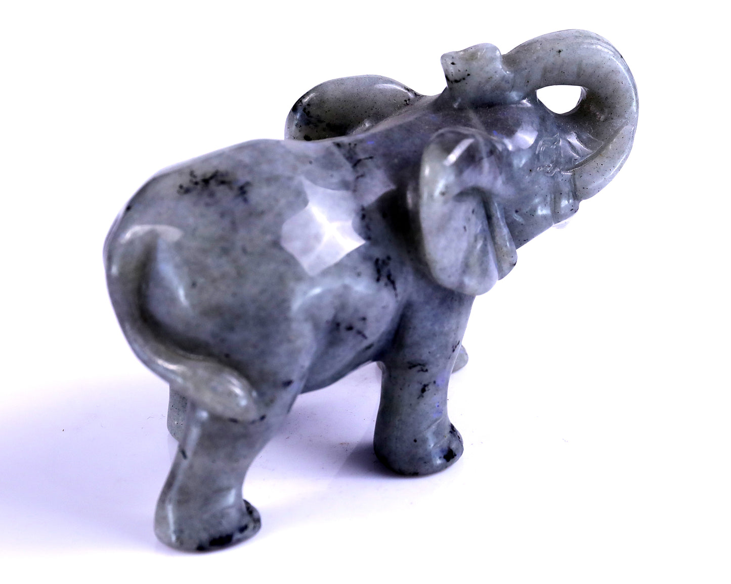 4.1" Labradorite Hand Carved Crystal Elephant Sculpture