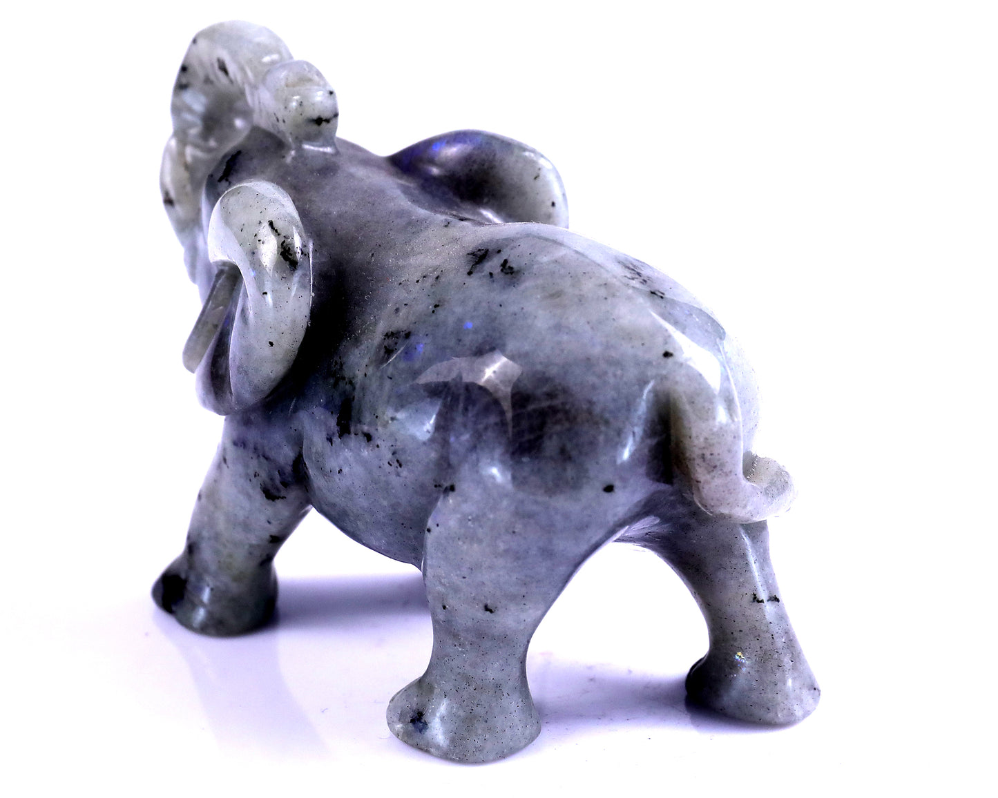 4.1" Labradorite Hand Carved Crystal Elephant Sculpture