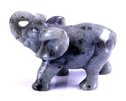 4.1" Labradorite Hand Carved Crystal Elephant Sculpture