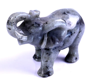 4.1" Labradorite Hand Carved Crystal Elephant Sculpture