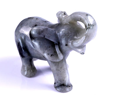 4.1" Labradorite Hand Carved Crystal Elephant Sculpture