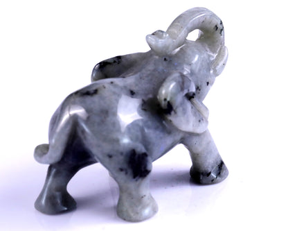 4.1" Labradorite Hand Carved Crystal Elephant Sculpture