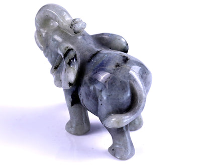 4.1" Labradorite Hand Carved Crystal Elephant Sculpture