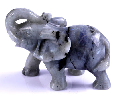 4.1" Labradorite Hand Carved Crystal Elephant Sculpture