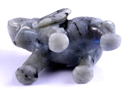 4.1" Labradorite Hand Carved Crystal Elephant Sculpture