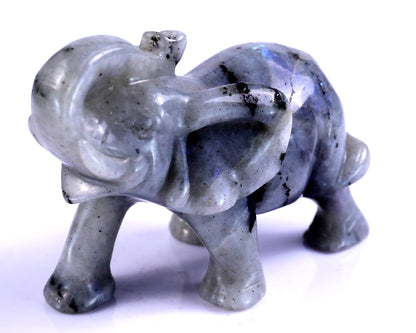 4.1" Labradorite Hand Carved Crystal Elephant Sculpture