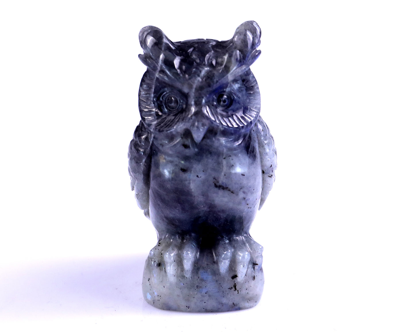 3.1" Labradorite Hand Carved Crystal Owl Sculpture