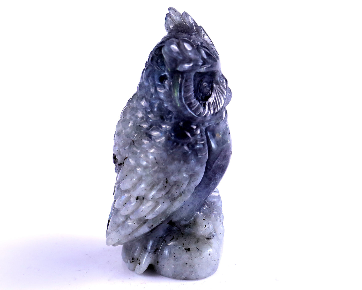 3.1" Labradorite Hand Carved Crystal Owl Sculpture