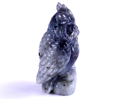 3.1" Labradorite Hand Carved Crystal Owl Sculpture