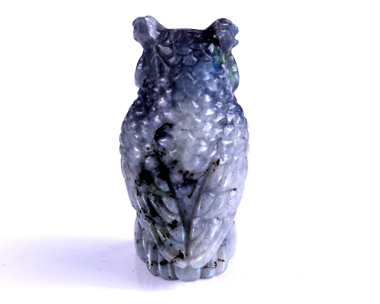 3.1" Labradorite Hand Carved Crystal Owl Sculpture