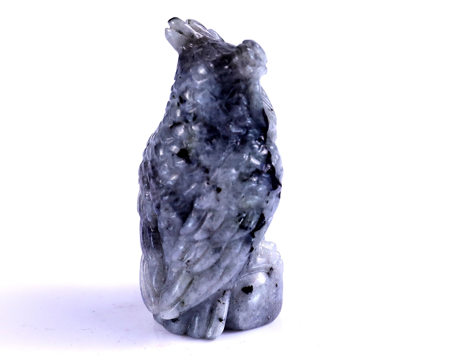 3.1" Labradorite Hand Carved Crystal Owl Sculpture