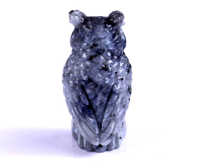 3.1" Labradorite Hand Carved Crystal Owl Sculpture