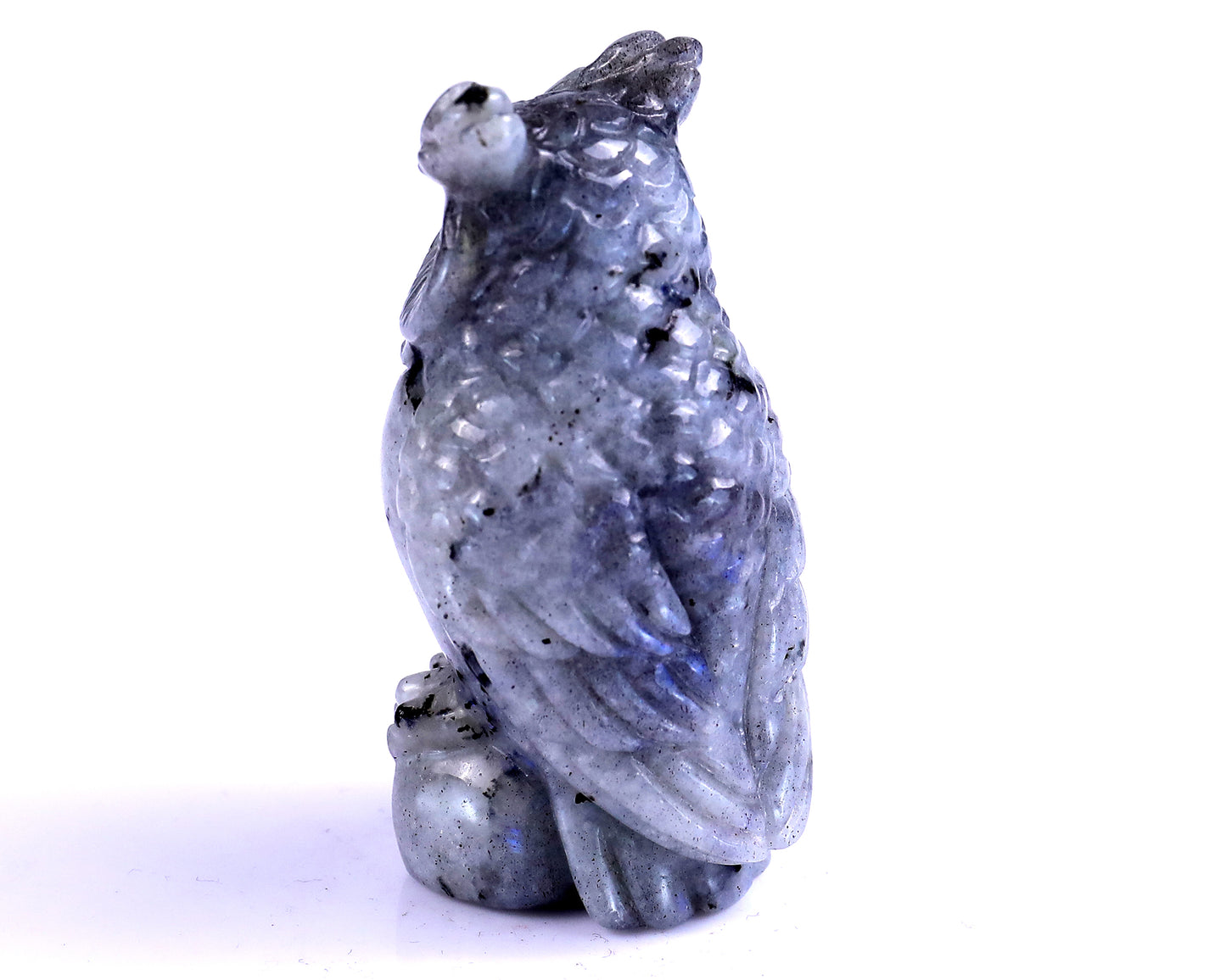 3.1" Labradorite Hand Carved Crystal Owl Sculpture