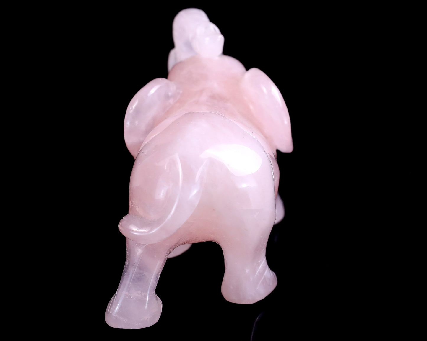 4.1" Rose Quartz Hand Carved Crystal Elephant Sculpture