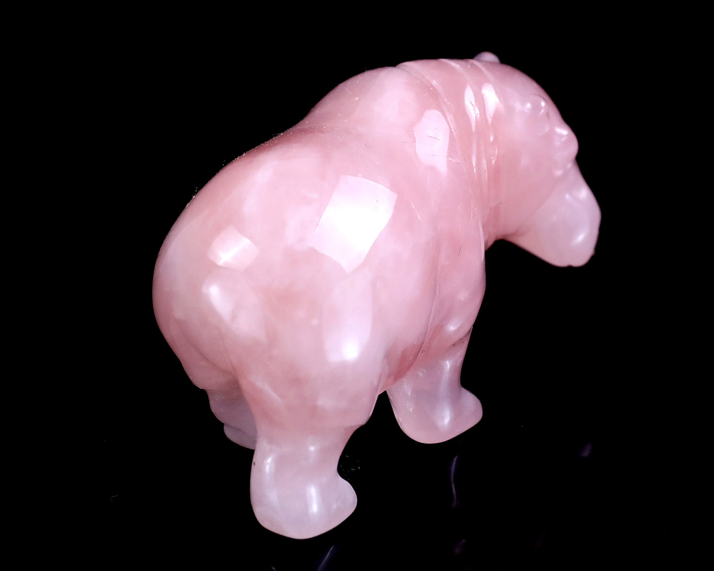 2.2" Rose Quartz Hand Carved Crystal Hippo Sculpture