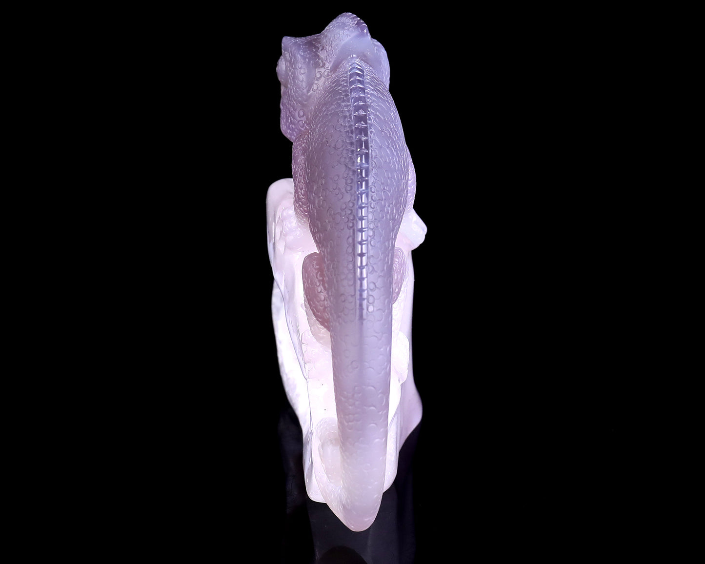 4.6" Amethyst Geode Agate Hand Carved Crystal Lizard Sculpture